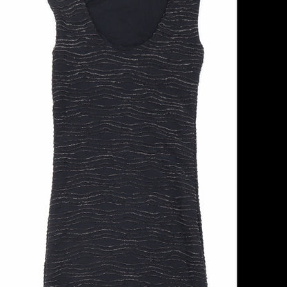 Preworn Womens Black Polyester Pencil Dress Size 10 V-Neck Pullover