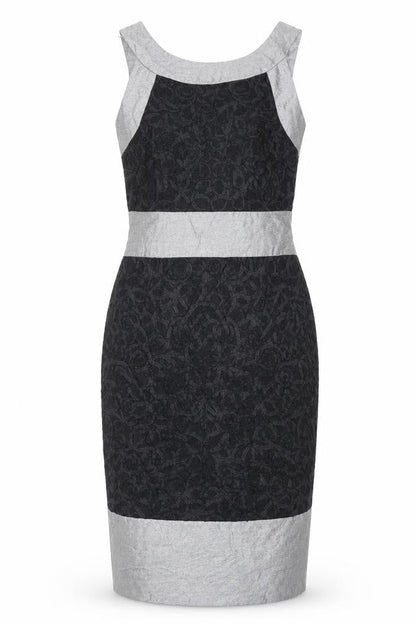 Coast Womens Black Geometric Viscose Bodycon Size 10 Round Neck Zip