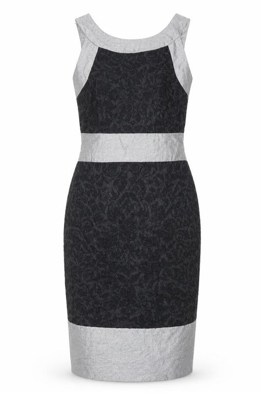 Coast Womens Black Geometric Viscose Bodycon Size 10 Round Neck Zip