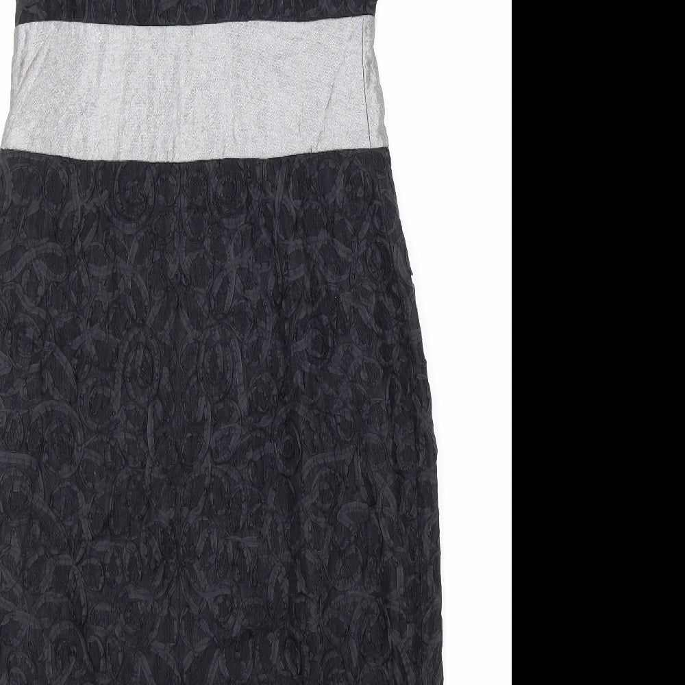 Coast Womens Black Geometric Viscose Bodycon Size 10 Round Neck Zip