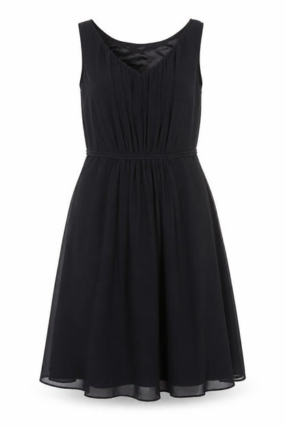 Preworn Womens Black Polyester A-Line Size 8 V-Neck Zip