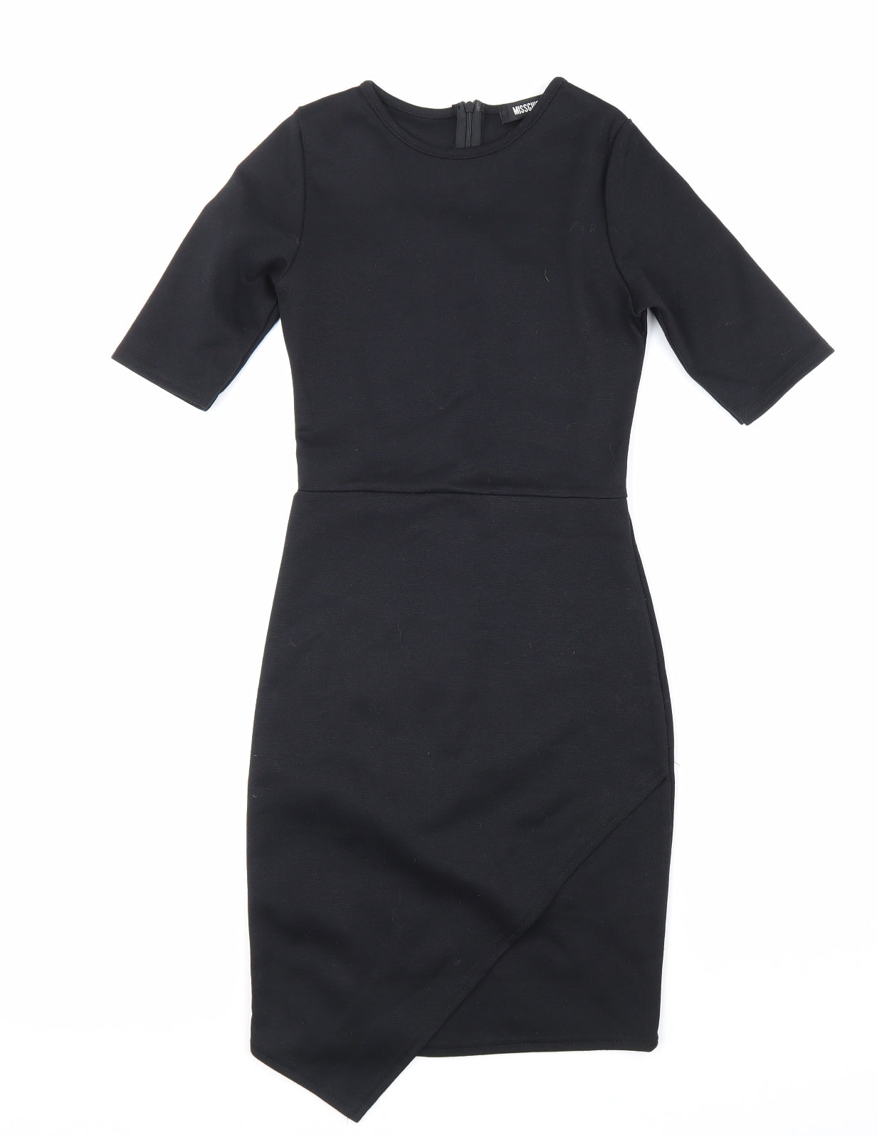 Missguided Womens Black Polyester Shift Size 8 Round Neck Zip