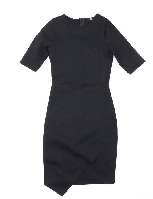 Missguided Womens Black Polyester Shift Size 8 Round Neck Zip