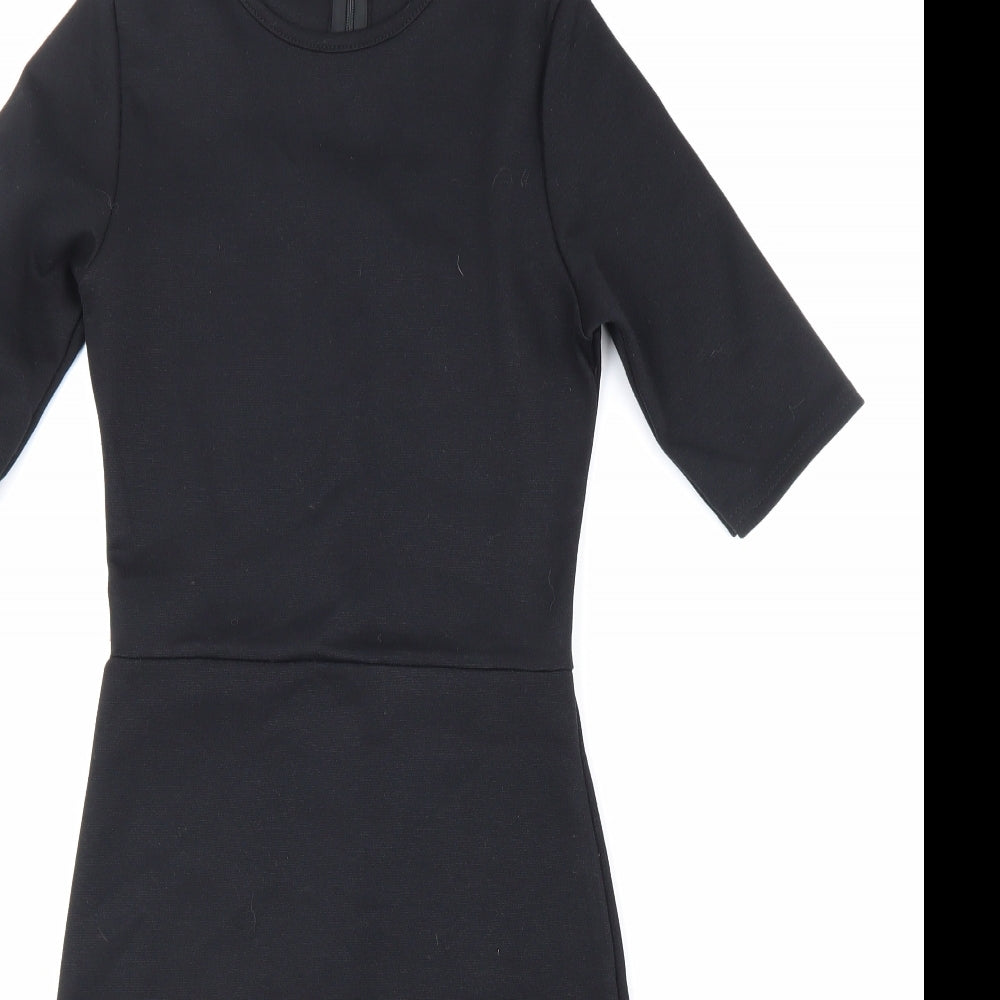 Missguided Womens Black Polyester Shift Size 8 Round Neck Zip