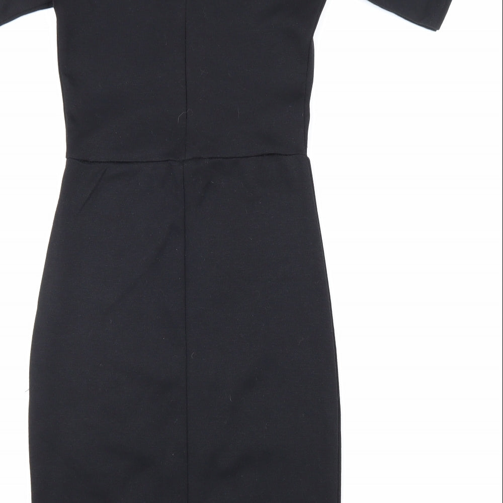 Missguided Womens Black Polyester Shift Size 8 Round Neck Zip