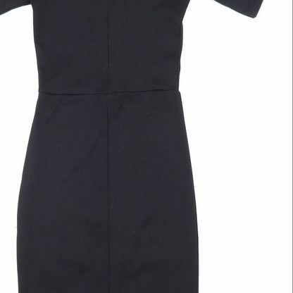 Missguided Womens Black Polyester Shift Size 8 Round Neck Zip