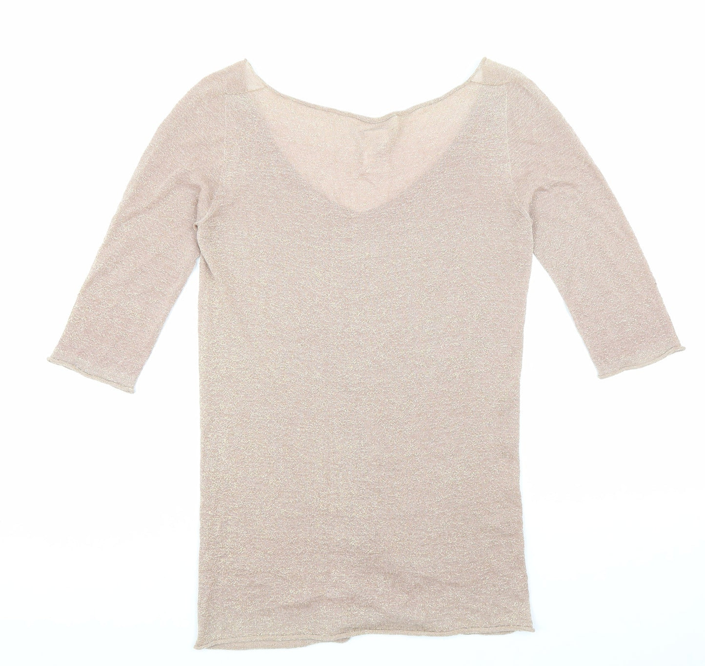 Devotion Womens Beige Viscose Basic Blouse Size L V-Neck