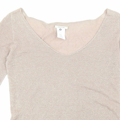 Devotion Womens Beige Viscose Basic Blouse Size L V-Neck