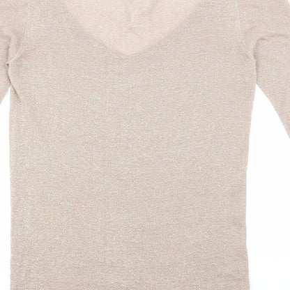 Devotion Womens Beige Viscose Basic Blouse Size L V-Neck