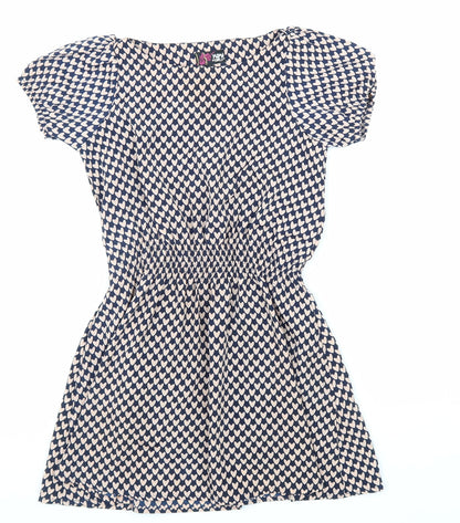 Yumi Girls Pink Geometric Polyester A-Line Size 9 Years Boat Neck Pullover - Love Heart