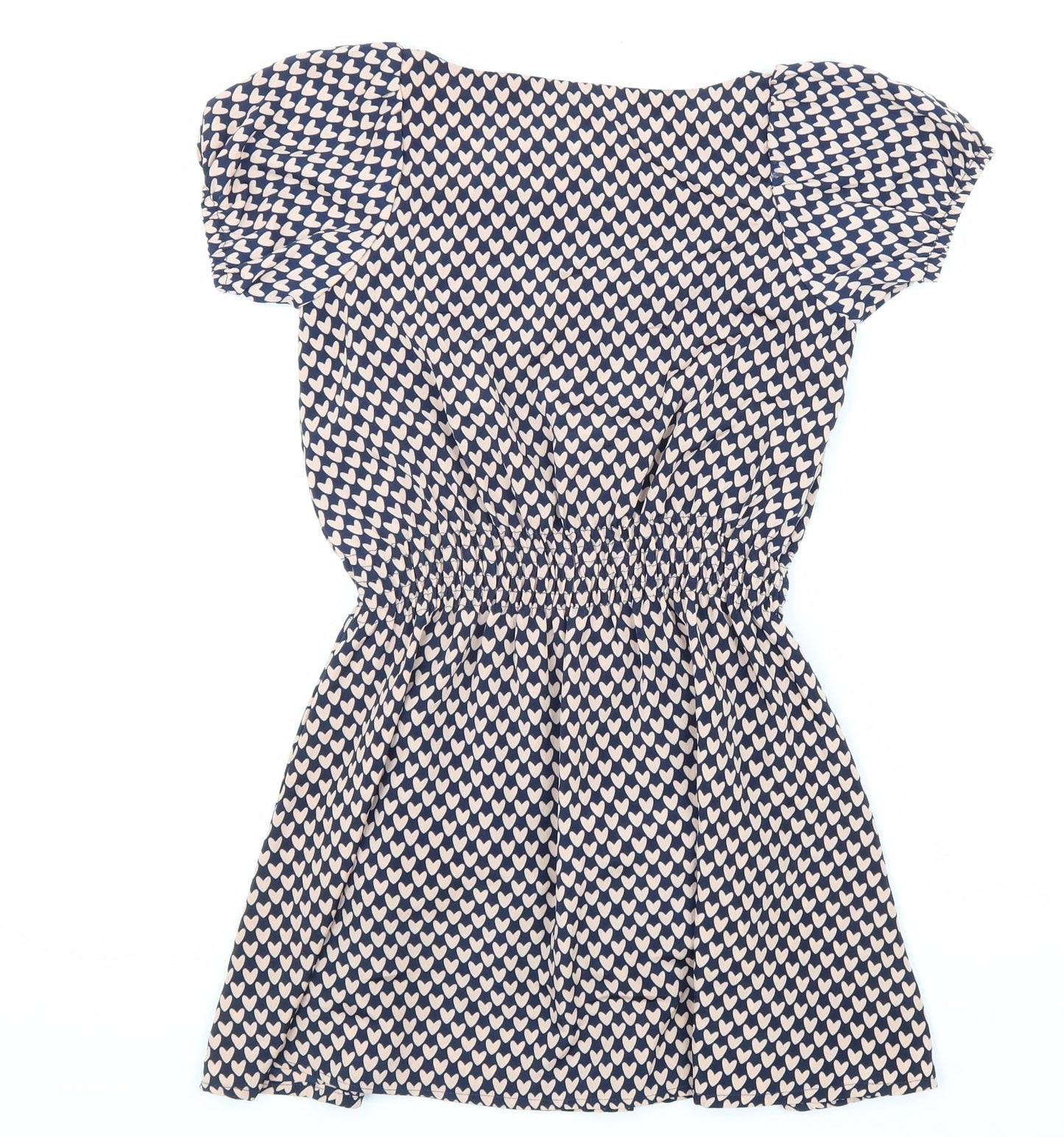 Yumi Girls Pink Geometric Polyester A-Line Size 9 Years Boat Neck Pullover - Love Heart