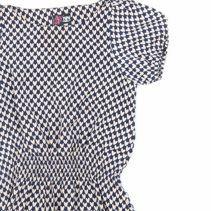 Yumi Girls Pink Geometric Polyester A-Line Size 9 Years Boat Neck Pullover - Love Heart