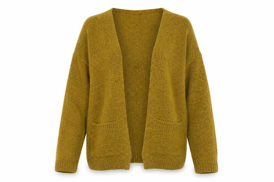ASOS Womens Yellow V-Neck Acrylic Cardigan Jumper Size 10