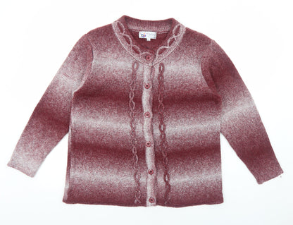Fragrance Collections Womens Red Round Neck Acrylic Cardigan Jumper Size M - Size M-L