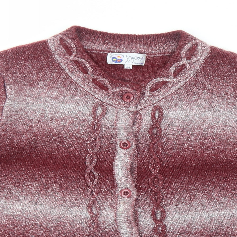 Fragrance Collections Womens Red Round Neck Acrylic Cardigan Jumper Size M - Size M-L
