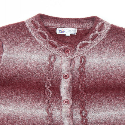Fragrance Collections Womens Red Round Neck Acrylic Cardigan Jumper Size M - Size M-L
