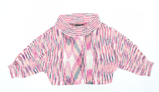 Just Elegance Womens Pink High Neck Acrylic Pullover Jumper Size L