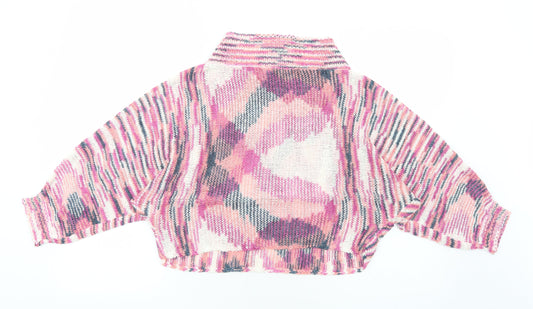 Just Elegance Womens Pink High Neck Acrylic Pullover Jumper Size L