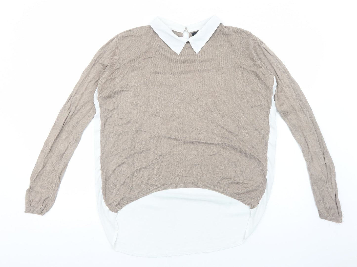 Primark Womens Brown Polyester Basic Blouse Size 8 Collared