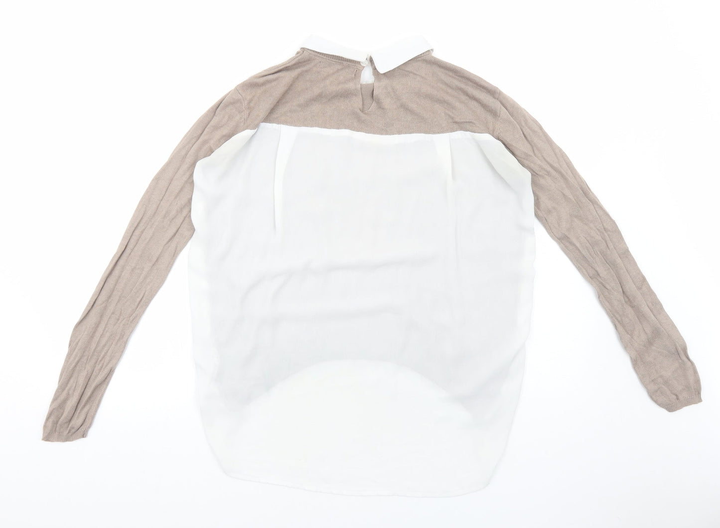 Primark Womens Brown Polyester Basic Blouse Size 8 Collared