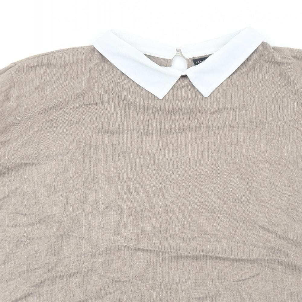 Primark Womens Brown Polyester Basic Blouse Size 8 Collared