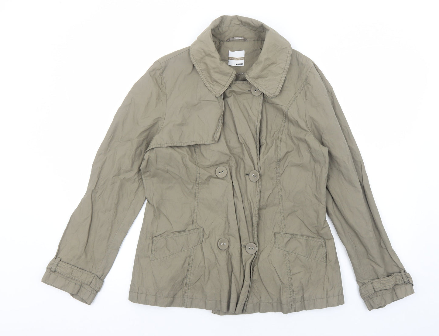 George Womens Brown Pea Coat Jacket Size 14 Button