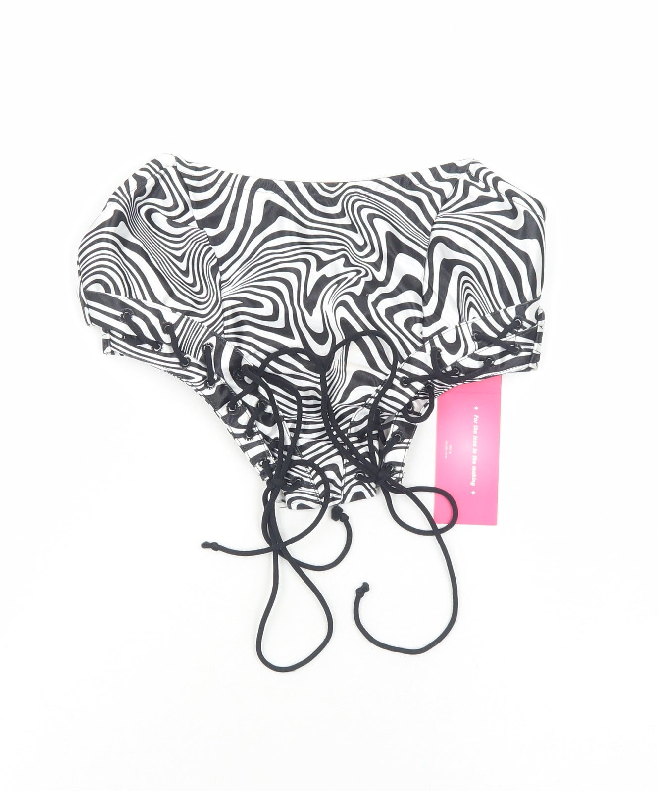 SheIn Womens White Geometric Polyester Cropped Blouse Size S Off the Shoulder - Corset