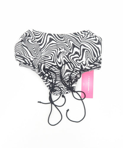 SheIn Womens White Geometric Polyester Cropped Blouse Size S Off the Shoulder - Corset