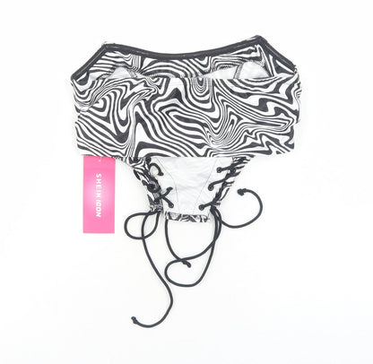 SheIn Womens White Geometric Polyester Cropped Blouse Size S Off the Shoulder - Corset