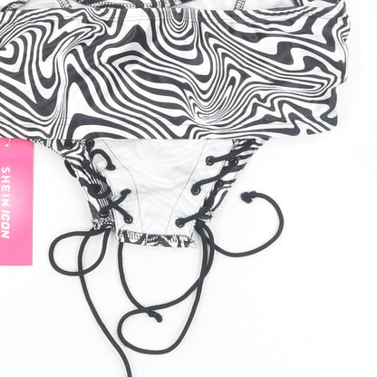 SheIn Womens White Geometric Polyester Cropped Blouse Size S Off the Shoulder - Corset