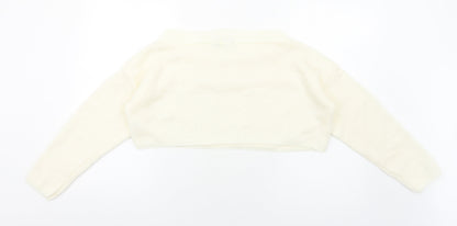 Boohoo Womens Ivory Round Neck Acrylic Pullover Jumper Size M