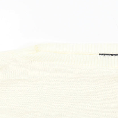 Boohoo Womens Ivory Round Neck Acrylic Pullover Jumper Size M