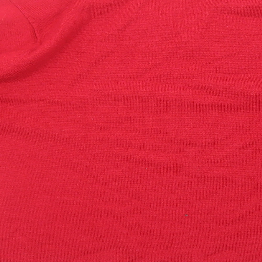 Emere Co Womens Red Acrylic Basic T-Shirt Size 20 V-Neck