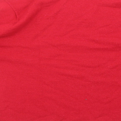 Emere Co Womens Red Acrylic Basic T-Shirt Size 20 V-Neck