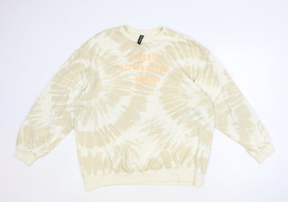 H&M Womens Beige Geometric Polyester Pullover Sweatshirt Size S Pullover - Shawn Mendes