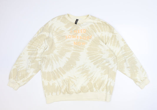 H&M Womens Beige Geometric Polyester Pullover Sweatshirt Size S Pullover - Shawn Mendes