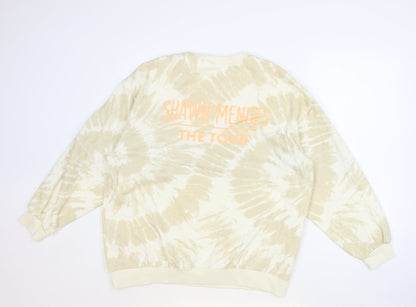 H&M Womens Beige Geometric Polyester Pullover Sweatshirt Size S Pullover - Shawn Mendes