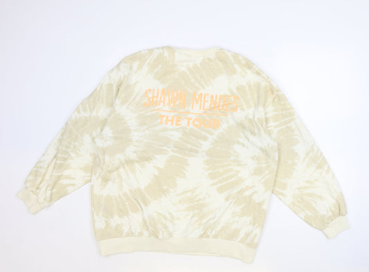 H&M Womens Beige Geometric Polyester Pullover Sweatshirt Size S Pullover - Shawn Mendes