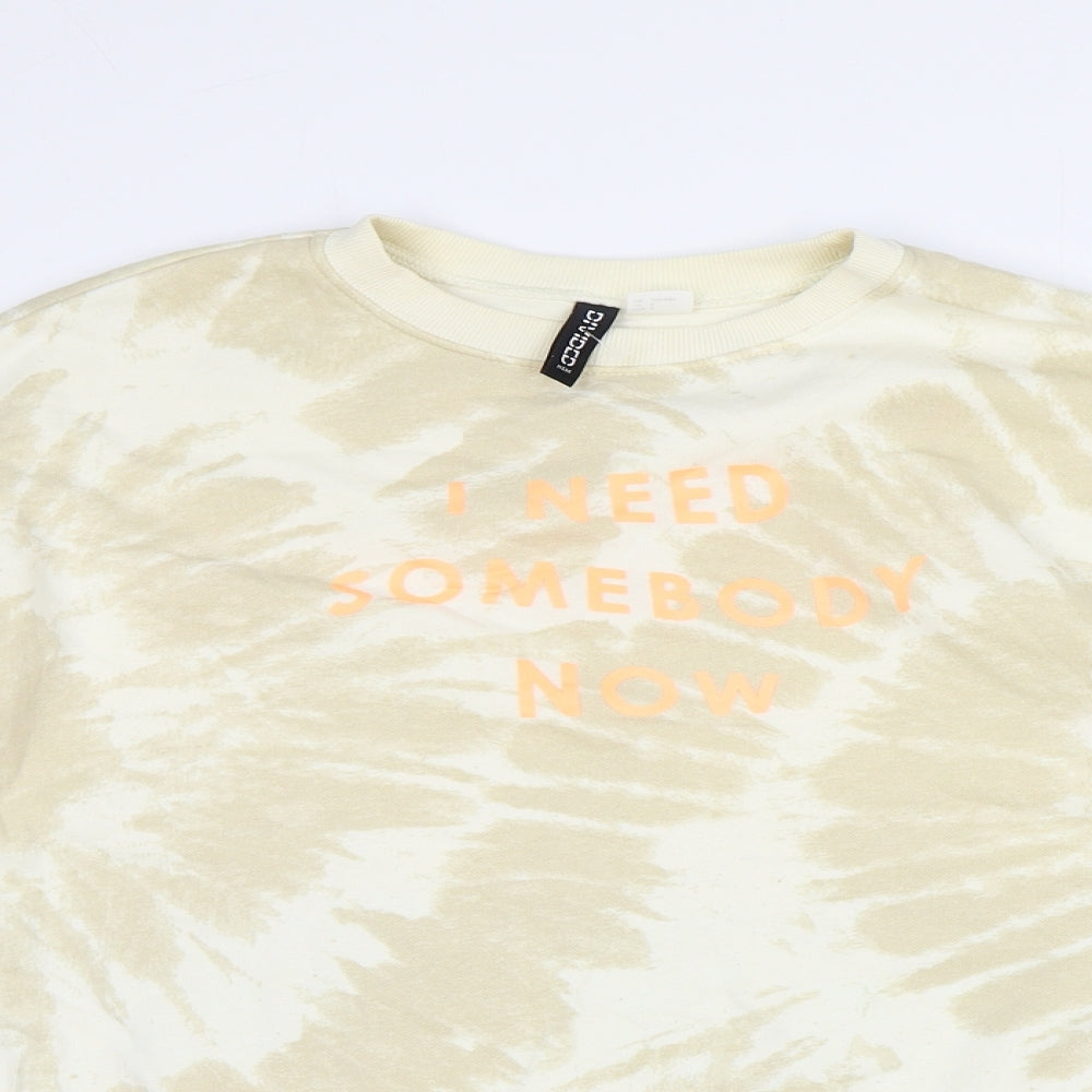 H&M Womens Beige Geometric Polyester Pullover Sweatshirt Size S Pullover - Shawn Mendes