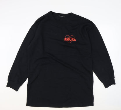 Womens UK Size S Boohoo Black Pullover Sweatshirt