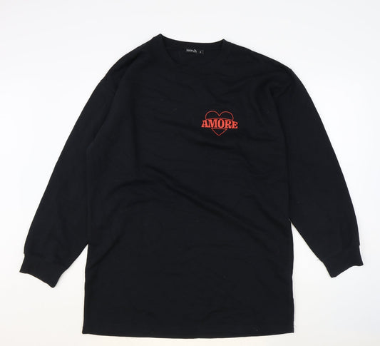 Womens UK Size S Boohoo Black Pullover Sweatshirt