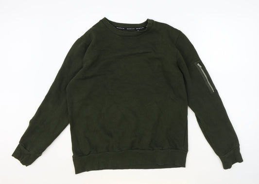 Brave Soul Womens Green Polyester Pullover Sweatshirt Size M Pullover