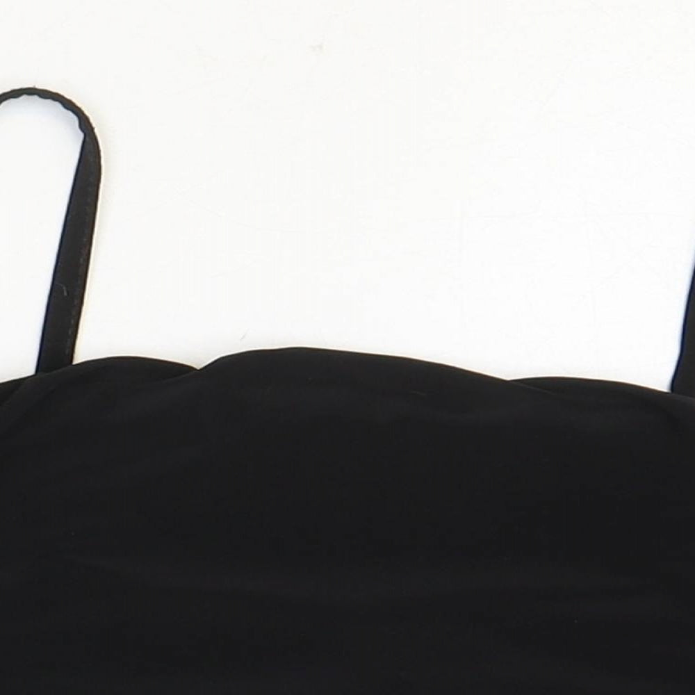 Boohoo Womens Black Polyester Cropped Tank Size 10 Square Neck