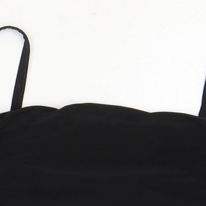 Boohoo Womens Black Polyester Cropped Tank Size 10 Square Neck