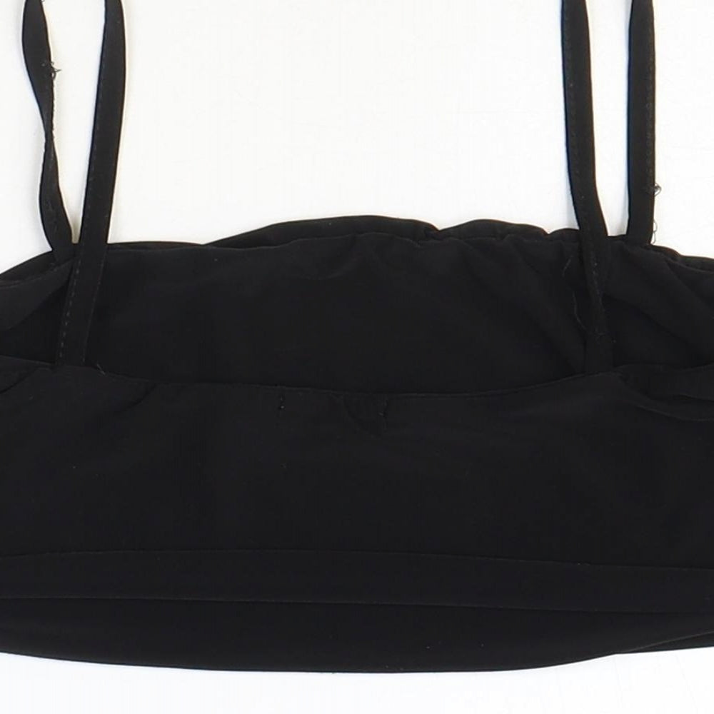 Boohoo Womens Black Polyester Cropped Tank Size 10 Square Neck