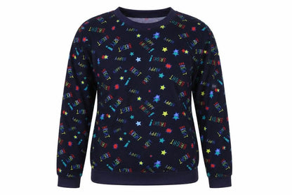 Avenue Womens Blue Geometric Polyester Pullover Sweatshirt Size 8 Pullover - Star Pattern