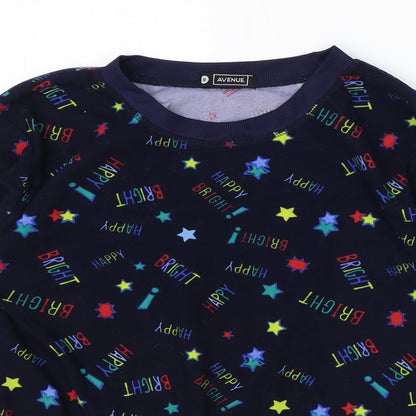 Avenue Womens Blue Geometric Polyester Pullover Sweatshirt Size 8 Pullover - Star Pattern