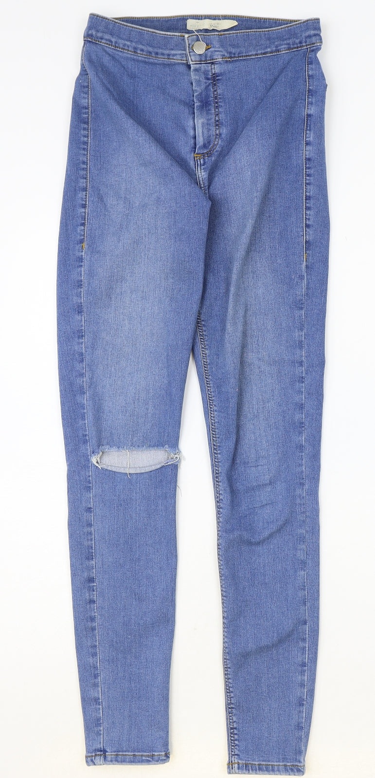 Topshop Womens Blue Cotton Skinny Jeans Size 30 in Regular Zip