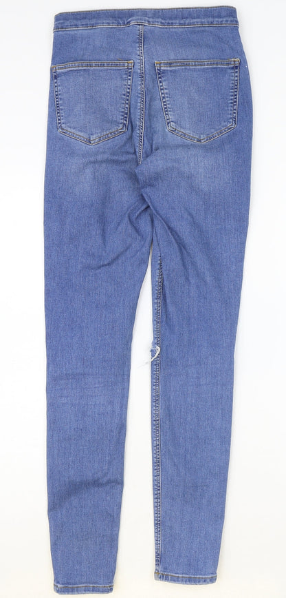Topshop Womens Blue Cotton Skinny Jeans Size 30 in Regular Zip
