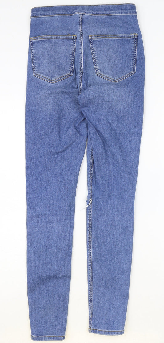 Topshop Womens Blue Cotton Skinny Jeans Size 30 in Regular Zip
